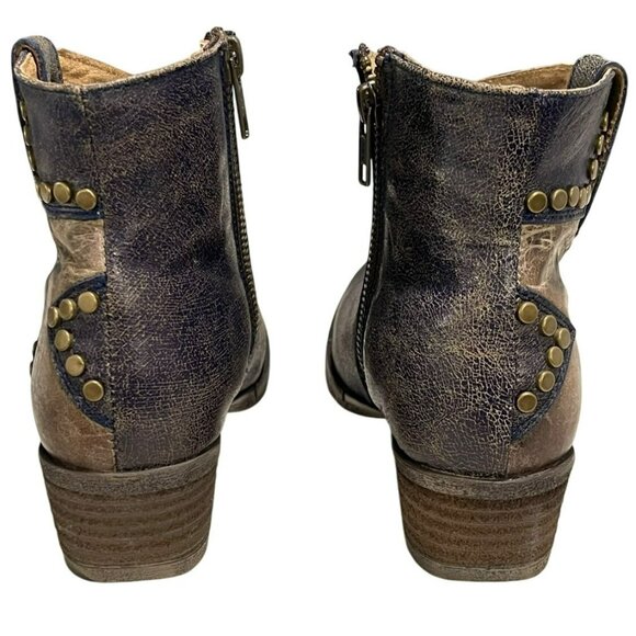 Corral Circle G Star Inlay Stud Ankle Boots Size 5.5 Distressed Leather Western - Picture 6 of 8